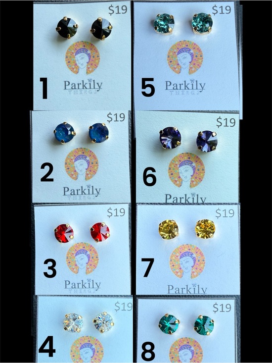 Jewelry - Sparkly Stud Earrings with Swarovski crystals Gold Tone Color #1 - jet black